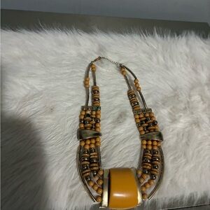 Yellow and Brown Beaded Necklace